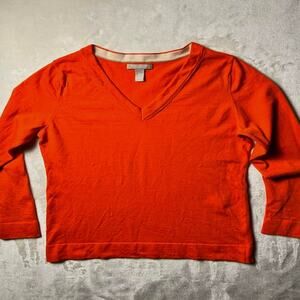 Banana Republic Extra Fine Merino Wool Sweater Women's XL Tangerine Joyful Cutie